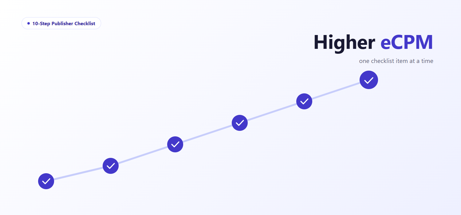 Step chart showing eCPM increasing with each checklist item completed